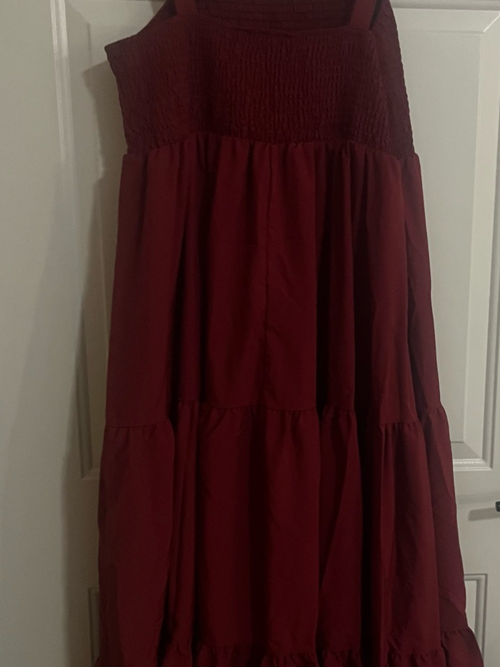 Sleeveless Burgundy Tiered Maxi Dress